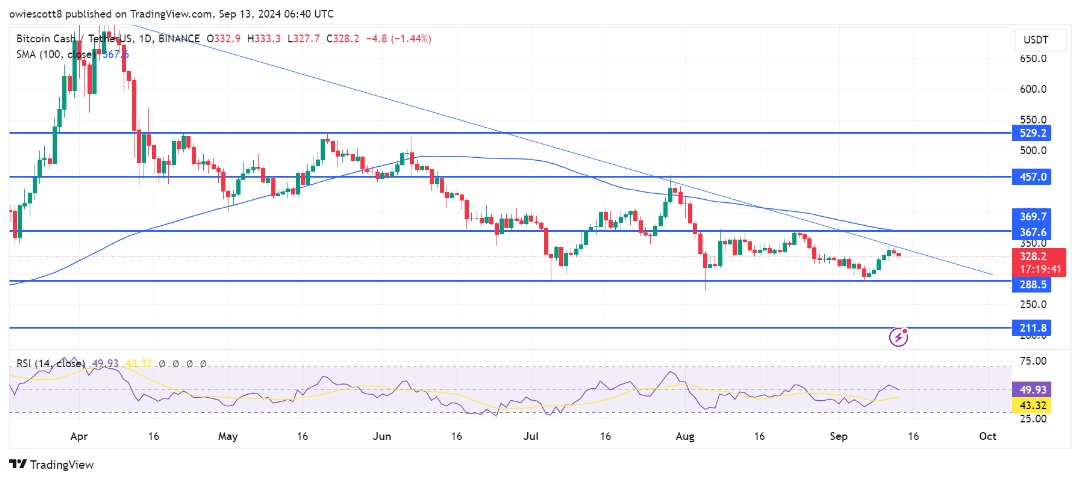 Bitcoin Cash Eyes $288 As Bears Take Charge After Trendline Rejection