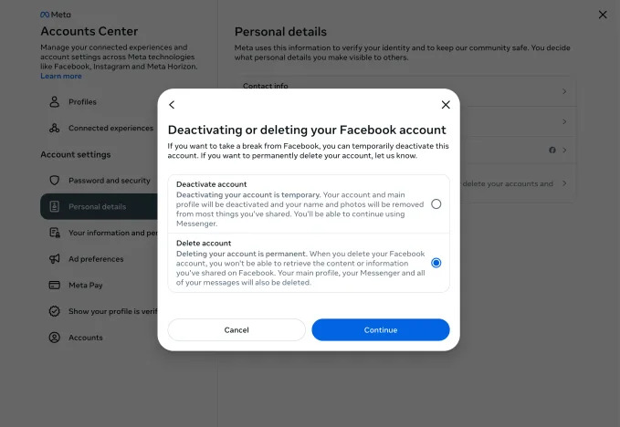 How to delete Facebook, Instagram, and Threads